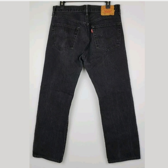 Mens Levi's 501 Straight Jeans Button Fly Black - Picture 2 of 8